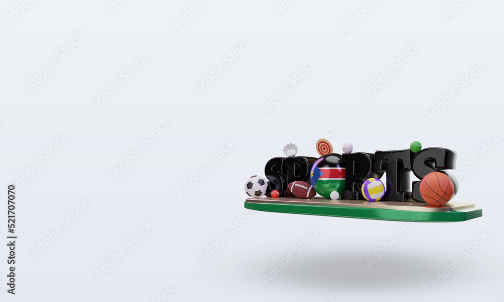 3d sports day South Sudan flag rendering right view 3d sports day South Sudan flag rendering right view