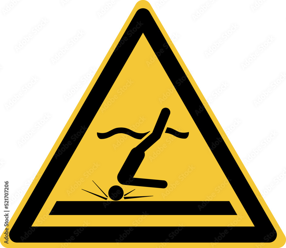 ISO 7010 W048 Warning; Shallow water (diving) ISO 7010 W048 Warning; Shallow water (diving)