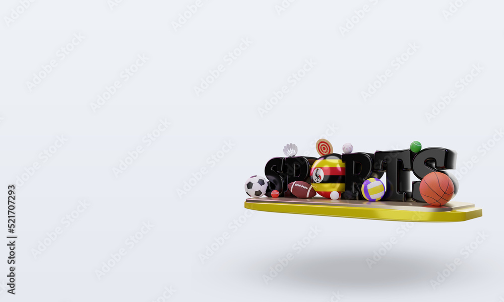 3d sports day Uganda flag rendering right view 3d sports day Uganda flag rendering right view