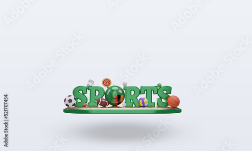 3d sports day Zambia flag rendering front view