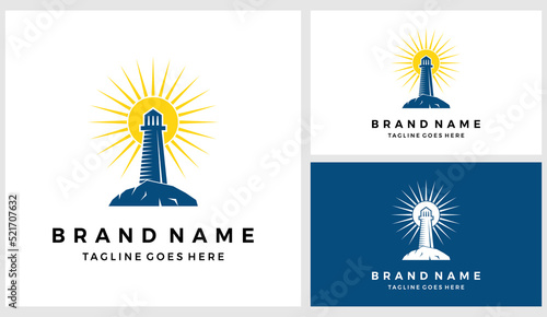 Simple lighthouse logo design vector template
