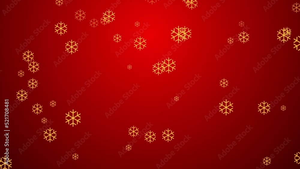 Gold snowflakes falling motion graphics on red background Gold snowflakes falling motion graphics on red background
