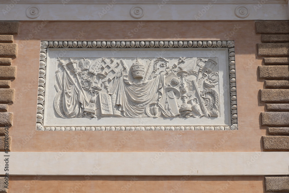 Santa Maria del Popolo Basilica Exterior Relief Detail in Rome, Italy
