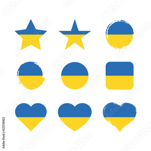 Free Download Ukraine vector circle and heart flag set. Ukrainian dry brush and grunge effect stamp flags. - GFXLoad