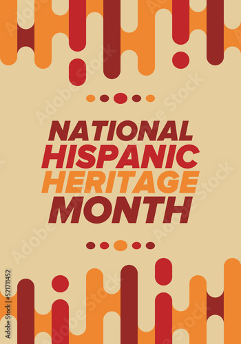 National Hispanic Heritage Month in September and October. Hispanic and Latino Americans culture. Celebrate annual in United States. Poster, card, banner and background. Vector illustration