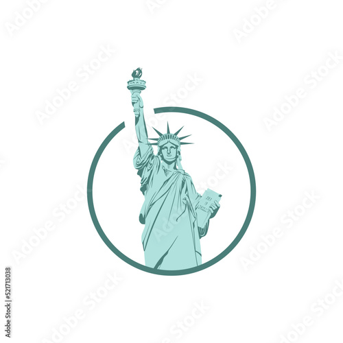 Statue of Liberty in New York City Vector. Symbol, emblem, label, logo design. Freedom design symbol isolated on white background