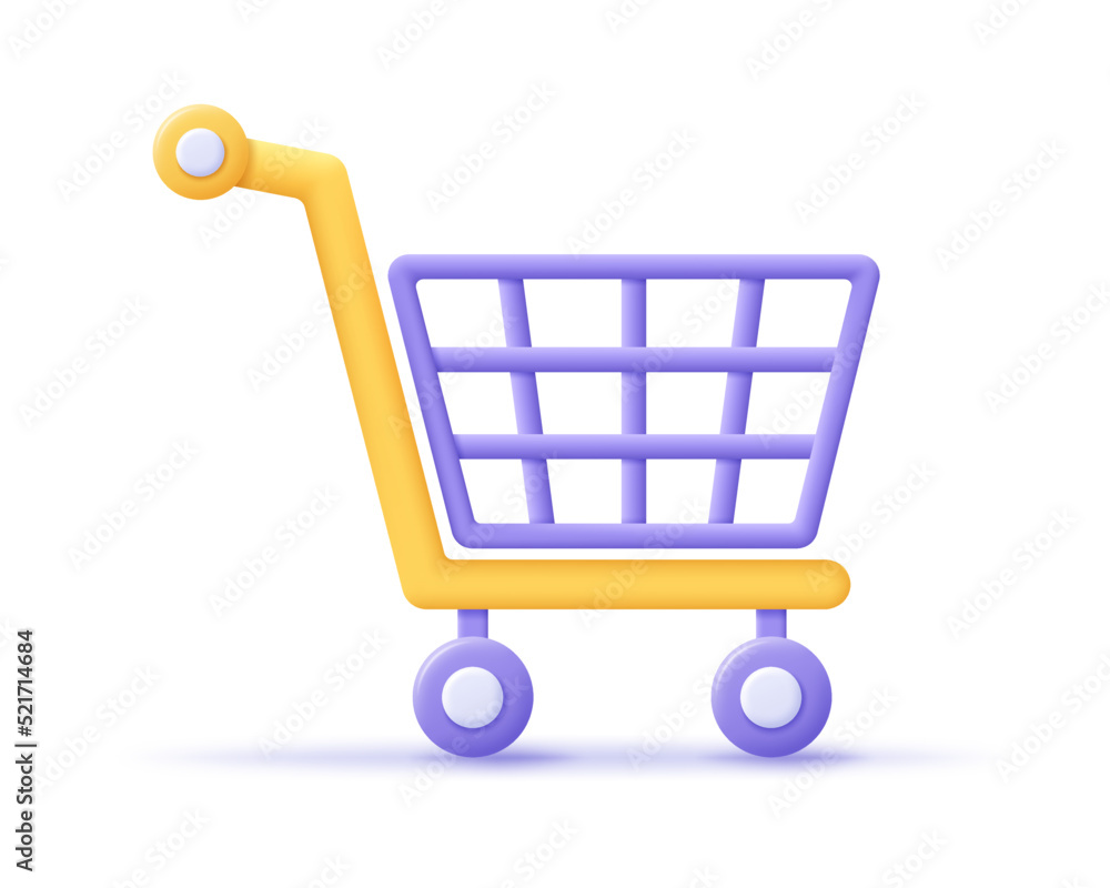 3d shopping cart icon. Render cart for online shopping, adding products, sale and e-commerce concept. 3d shopping cart vector cartoon minimal illustration 3d shopping cart icon. Render cart for online shopping, adding products, sale and e-commerce concept. 3d shopping cart vector cartoon minimal illustration