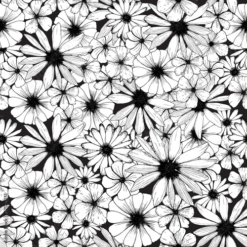 linear flower pattern with black background vector