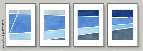 Set of Abstract Hand Painted Illustrations for Postcard, Social Media Banner, Brochure Cover Design or Wall Decoration Background. Modern Abstract Painting Artwork. Vector Pattern