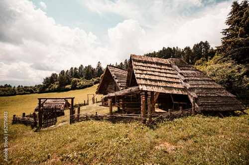 Celtic settlement construction in the archaeological locality Havranok. Ancient celtic fortress, near Liptovska Mara. Liptov region, Slovakia landscape photo