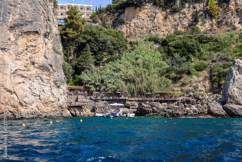 The rocky shorelines along the coast of Corfu Greece