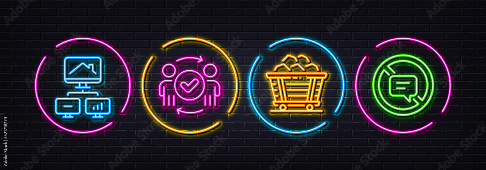 Coal Trolley Approved Teamwork And Work Home Minimal Line Icons Neon