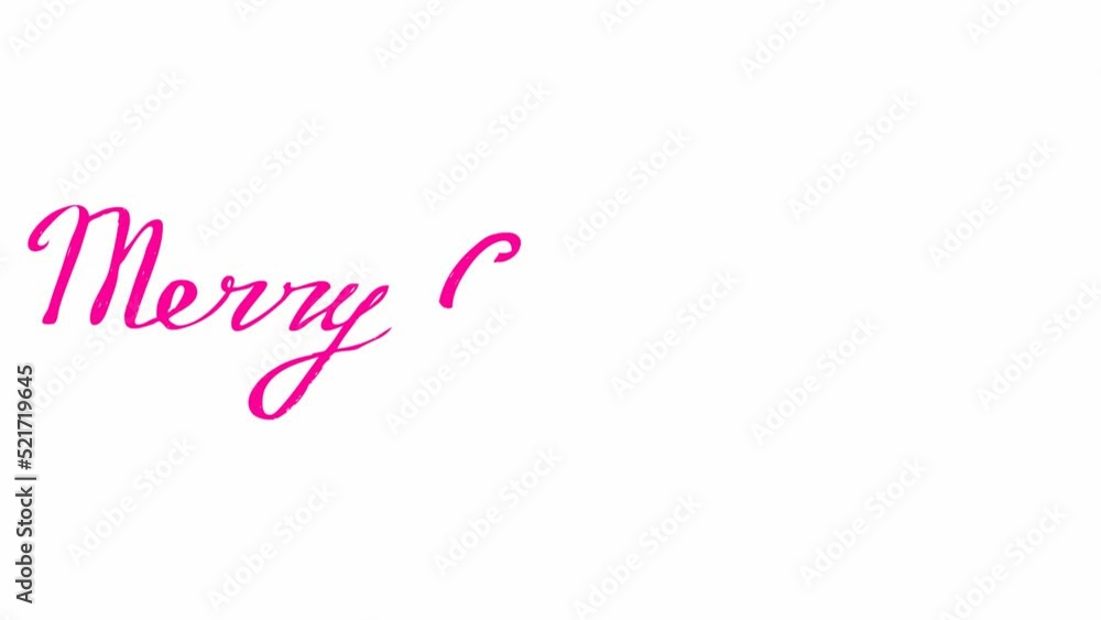 Animated pink text of Merry Christmas. Hand drawn vector illustration isolated on the white background. Animated pink text of Merry Christmas. Hand drawn vector illustration isolated on the white background.