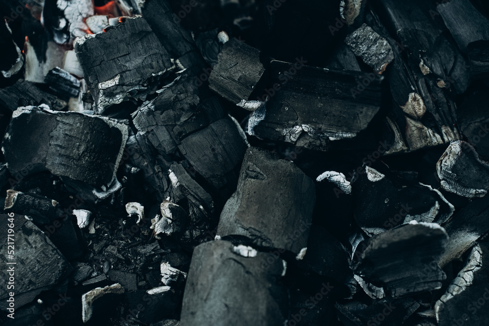 Background with embers, black coal Background with embers, black coal