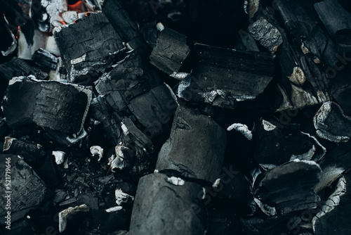 Background with embers, black coal