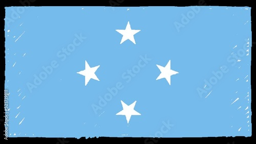 Micronesia National Country Flag Marker or Pencil Sketch Looping Animation Video