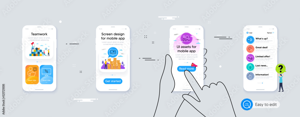 Set of Scroll down, Online video and Seo certificate line icons. Phone ui interface. Include Online question, 24h service, Ranking star icons. Vector Set of Scroll down, Online video and Seo certificate line icons. Phone ui interface. Include Online question, 24h service, Ranking star icons. Vector