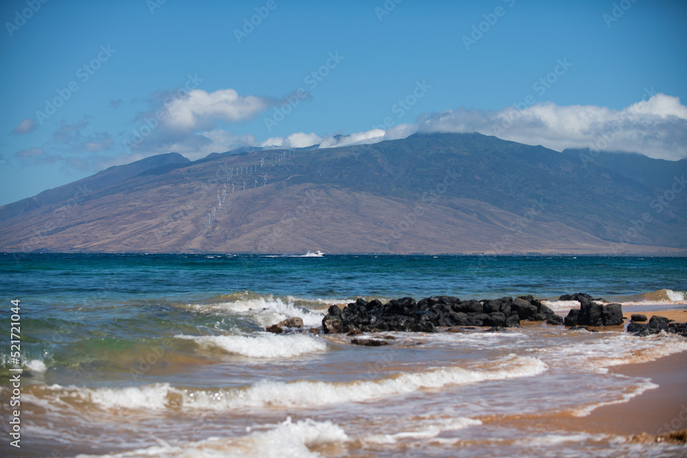 Tropical beach background with blue sea. Holiday or relax in summer concept.