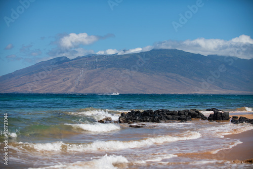 Tropical beach background with blue sea. Holiday or relax in summer concept.