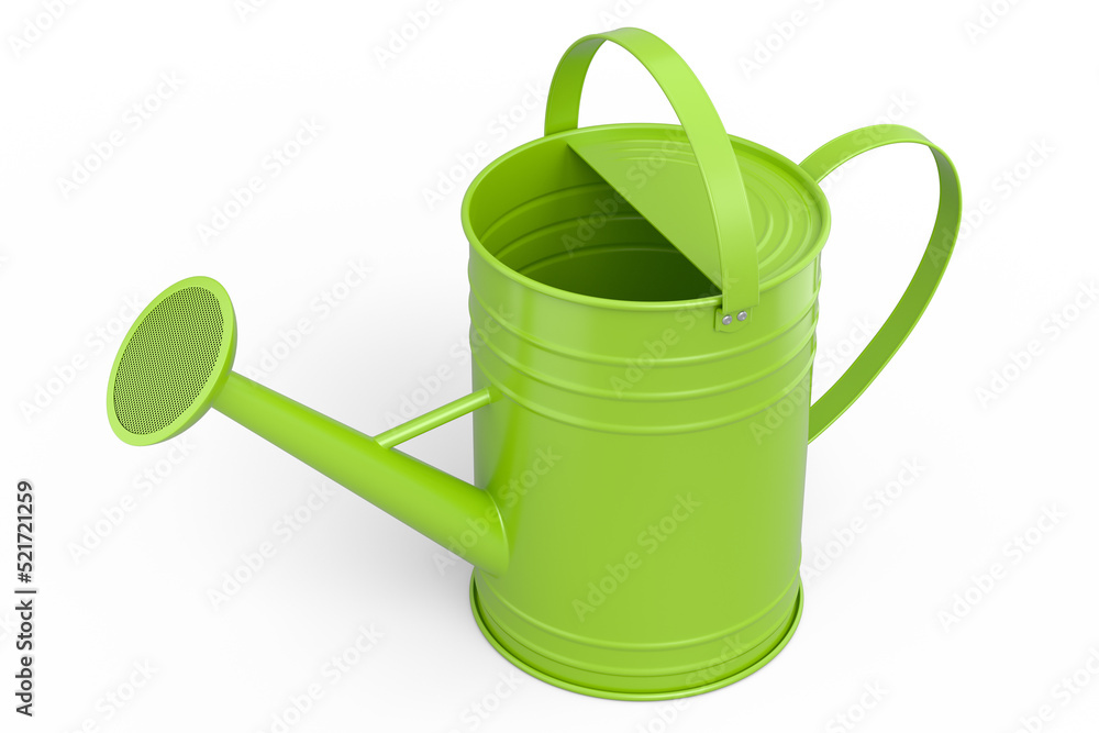 Watering can on white background. 3d render concept of gardening equipment tools Watering can on white background. 3d render concept of gardening equipment tools
