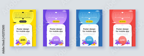 Poster frame with phone interface. Try before you buy tag. Special offer price sign. Advertising discounts symbol. Cellphone offer with quote bubble. Try before you buy message. Vector
