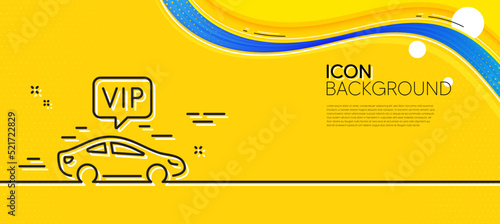 Vip transfer line icon. Abstract yellow background. Very important person transport sign. Luxury taxi symbol. Minimal vip transfer line icon. Wave banner concept. Vector