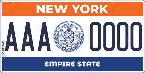 Vehicle license plates marking in New York in United States of America, Car plates.Vehicle license numbers of different American states.Vintage print for tee shirt graphics,sticker and poster