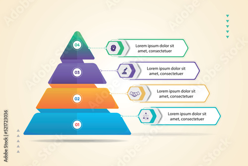 Pyramid Infographic design with 4 stages