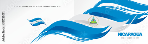 Nicaragua Independence day, abstract hand drawn flag of Nicaragua, two fold flyer, white background banner