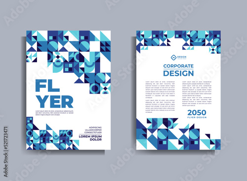 Flyer brochure design template business cover geometric theme circles blue color vector template in A4 size - Vector