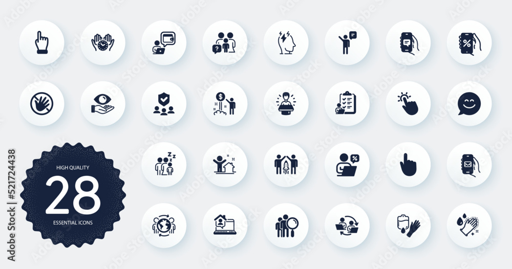 Set of People icons, such as Checklist, Chat app and Discounts app flat icons. Click hand, New house, Blood web elements. Income money, Sleep, Health eye signs. Stress, Brand ambassador. Vector Set of People icons, such as Checklist, Chat app and Discounts app flat icons. Click hand, New house, Blood web elements. Income money, Sleep, Health eye signs. Stress, Brand ambassador. Vector