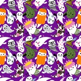 Cartoon Halloween seamless cute ghost pattern for festive wrapping paper and kids and notebooks and clothes print