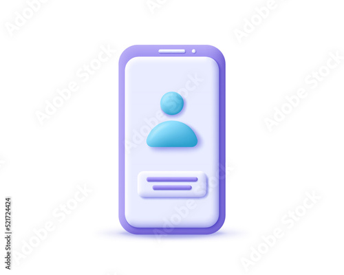 3d smartphone call icon. Render mobile for call center and online customer support concept. Personal assistant service and social media network. 3d cellphone vector cartoon minimal illustration