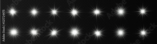 Glow bright light star, white sun rays, sunshine.