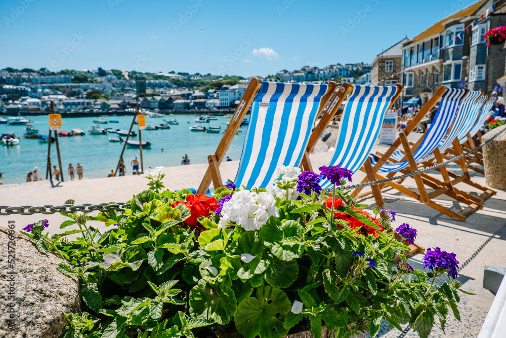 Fototapeta premium Deck chairs by the sea