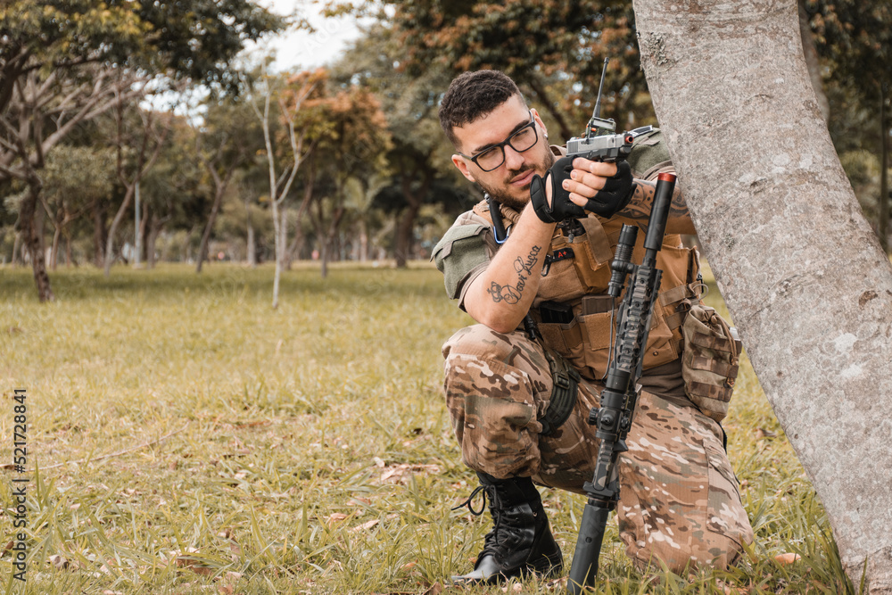 Fototapeta premium Military training airsoft combat