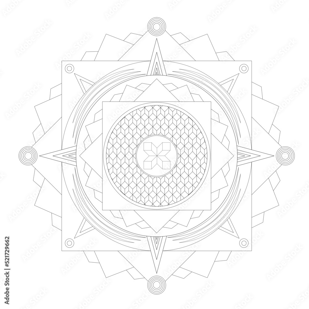 Mandala Geométrico Para Colorear Libro Para Colorear Adultos Stock