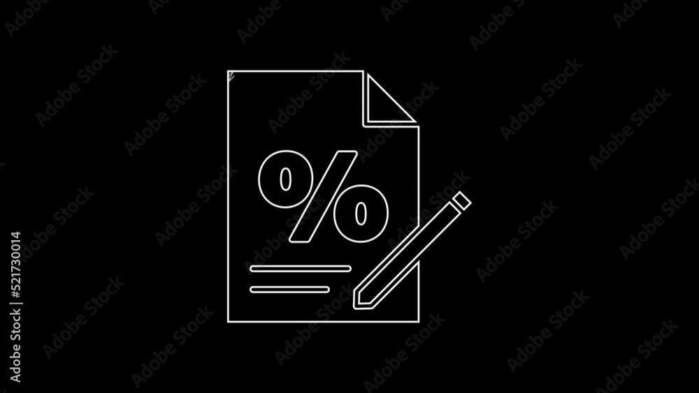 White line Finance document icon isolated on black background. Paper bank document for invoice or bill concept. 4K Video motion graphic animation White line Finance document icon isolated on black background. Paper bank document for invoice or bill concept. 4K Video motion graphic animation