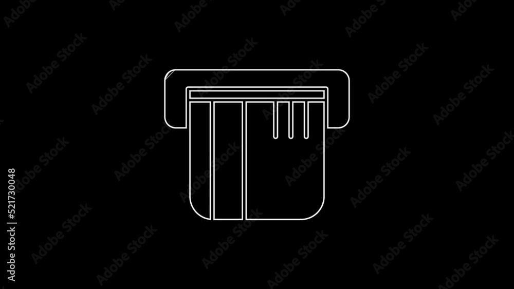 White line Credit card icon isolated on black background. Online payment. Cash withdrawal. Financial operations. Shopping sign. 4K Video motion graphic animation White line Credit card icon isolated on black background. Online payment. Cash withdrawal. Financial operations. Shopping sign. 4K Video motion graphic animation