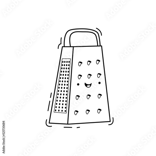 kitchen grater kawaii character, doodle vector
