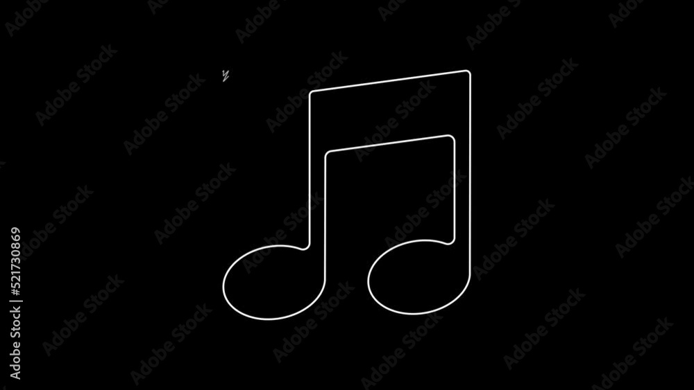 White line Music note, tone icon isolated on black background. 4K Video motion graphic animation White line Music note, tone icon isolated on black background. 4K Video motion graphic animation