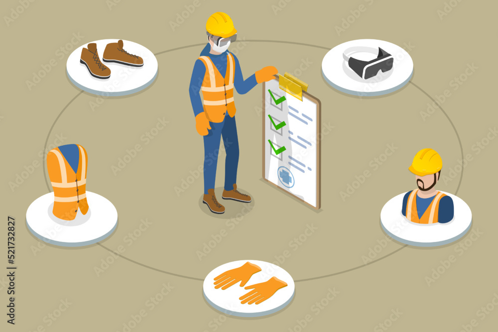 3D Isometric Flat Vector Conceptual Illustration of Occupational Safety ...