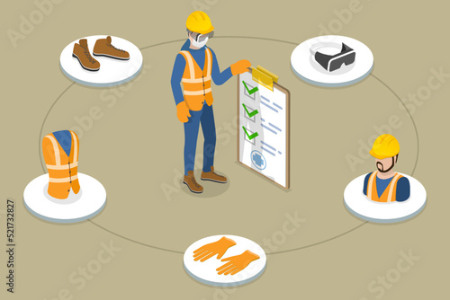 3D Isometric Flat Vector Conceptual Illustration of Occupational Safety, Safe Workplace and Injury Prevention