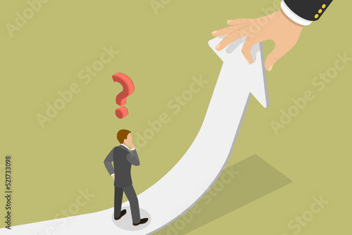 3D Isometric Flat Vector Conceptual Illustration of Life Challenge, Career or Business Choice