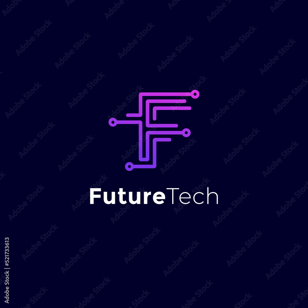 Creative future tech connection logo with letter F vector icon Creative future tech connection logo with letter F vector icon