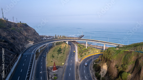 Highway of the Costa Verde, at the height of the district of Miraflores in the city of Lima.