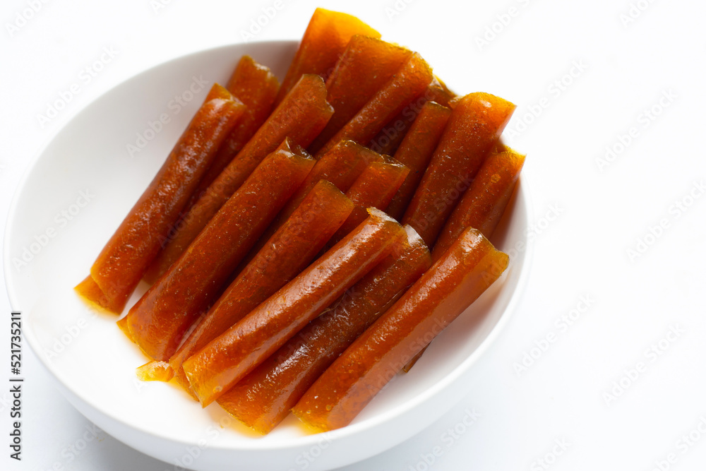 Thai dessert, Dried mango paste rolls StockFoto Adobe Stock