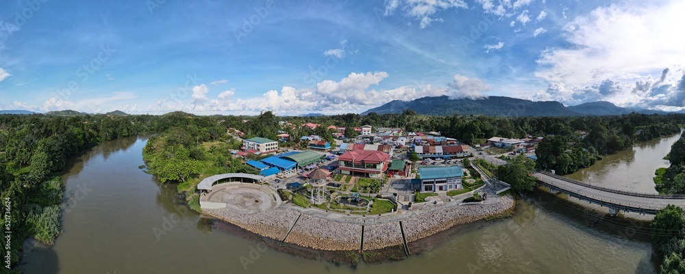 Lubok Antu, Malaysia - August 6, 2022: The Lubok Antu Village of Sarawak