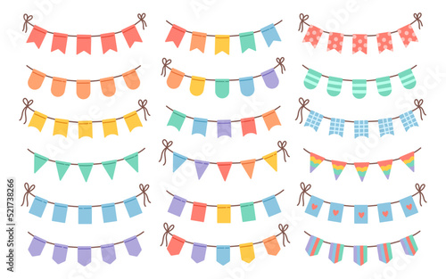 Happy birthday flags set welcome sign vector