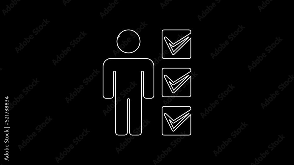 White line User of man in business suit icon isolated on black background. Business avatar symbol user profile icon. Male user sign. 4K Video motion graphic animation White line User of man in business suit icon isolated on black background. Business avatar symbol user profile icon. Male user sign. 4K Video motion graphic animation
